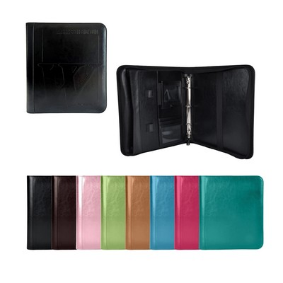 Zippered Black A4 PU Leather Padfolio Binder Padded cover