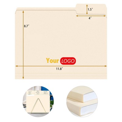Letter-Size Manila Office File Folders with 1/3 Cut Tabs