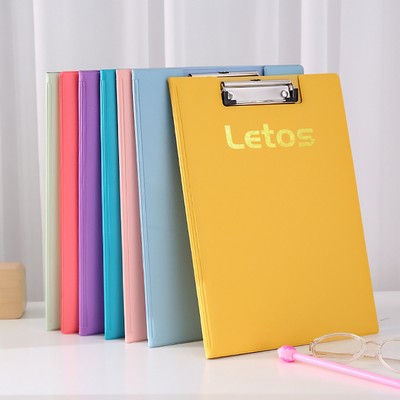 A4 PU Leather Padfolio Clipboard Folder Writing Pad Notepad Clip Boards - Foil Stamp