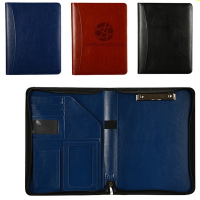 A4 Zipper Business Padfolio Organizer Writing Pad Folio Letter-Sized For Journal Men Women